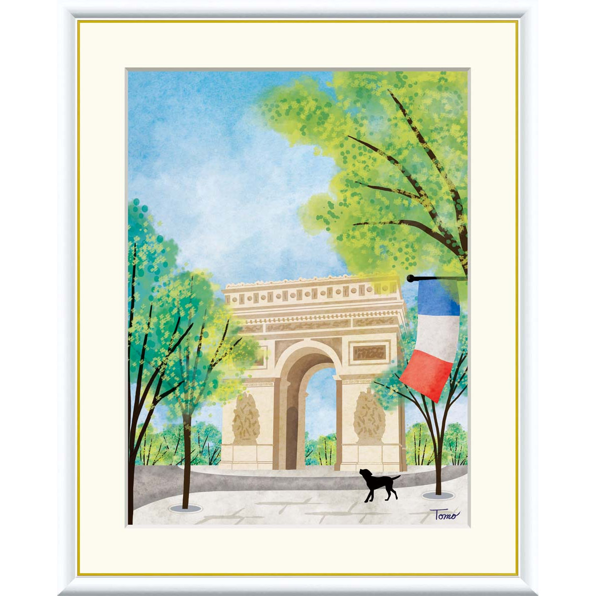 絵画 現代アート 凱旋門 横田友広 額入り インテリア アート 額絵 高精彩複製画 送料無料｜季節の和雑貨　京都 和匠ポラーコ