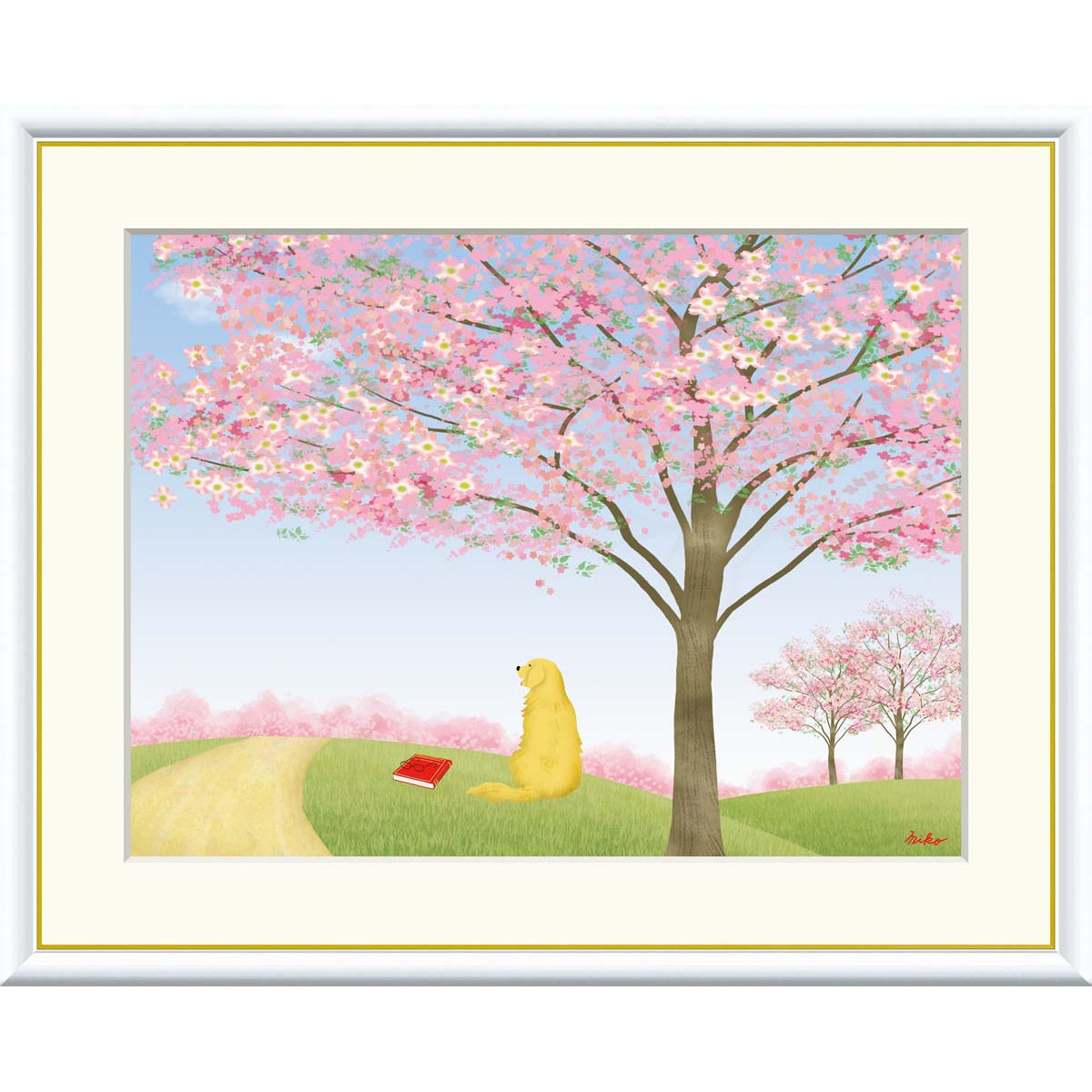 絵画 現代アート ハナミズキ 鈴木みこと 額入り インテリア アート 額絵 高精彩複製画 送料無料｜季節の和雑貨　京都 和匠ポラーコ