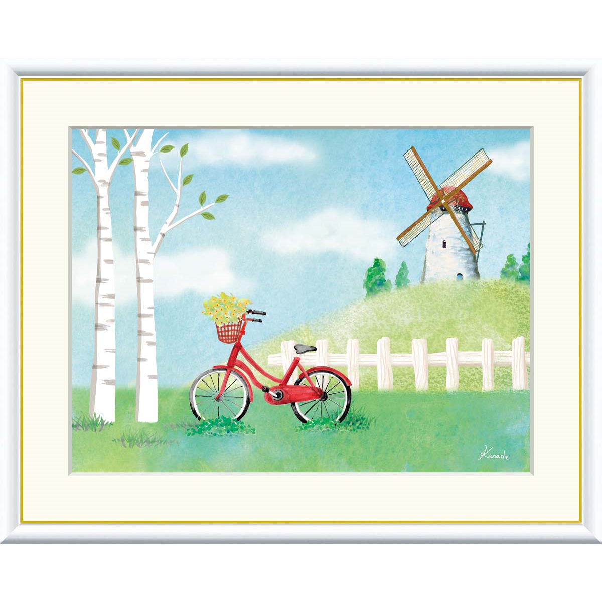 絵画 現代アート 自転車 青木奏 額入り インテリア アート 額絵 高精彩複製画 送料無料