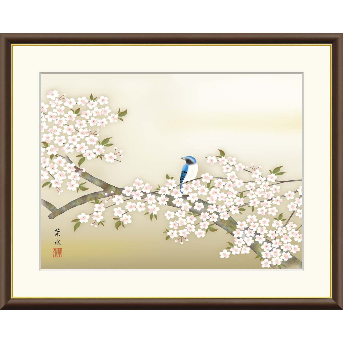 楽天市場】絵画 現代日本画 花鳥画 年中飾り 四君子 山本祥園 額