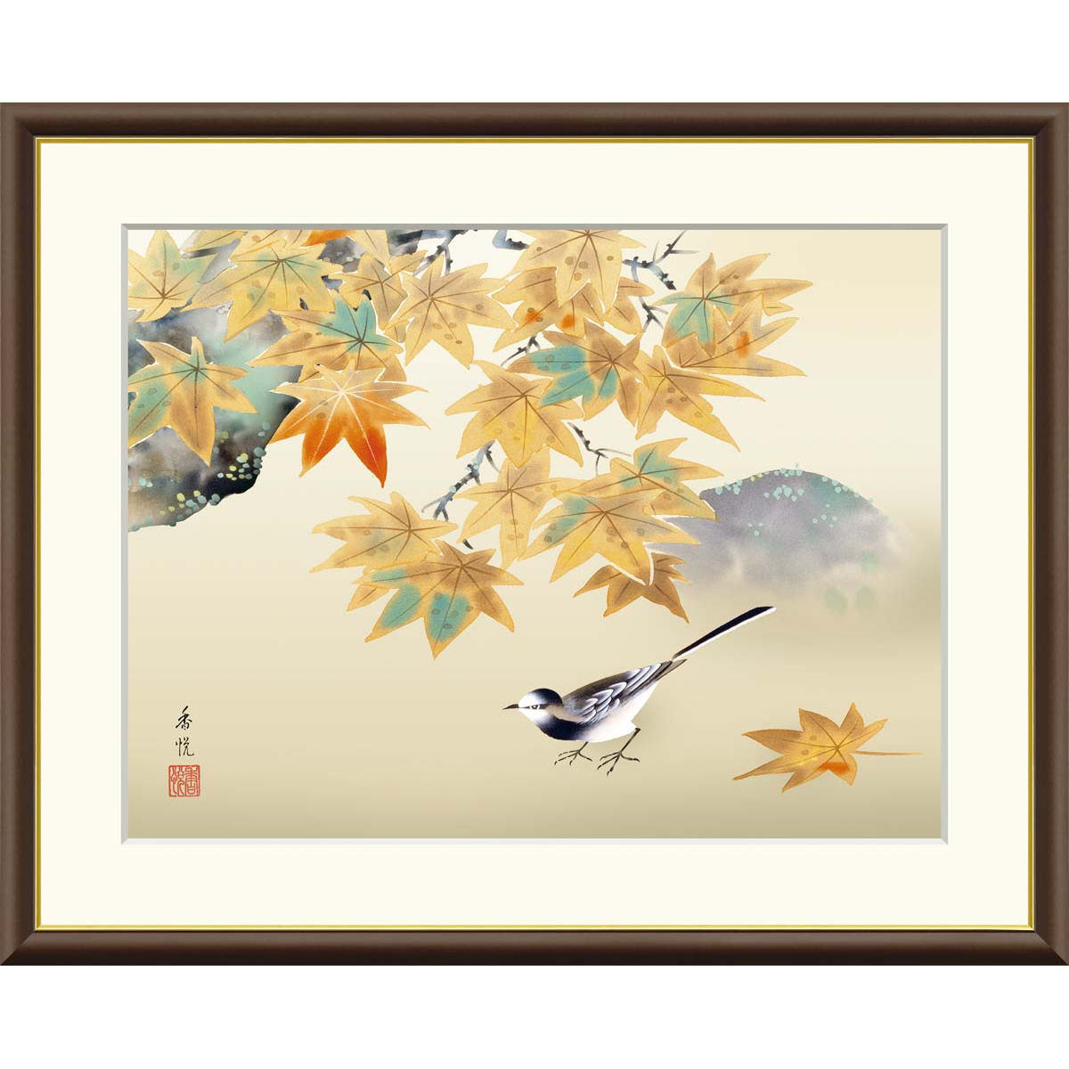 楽天市場】絵画 現代日本画 花鳥画 秋飾り 秋草 緒方葉水 額入り
