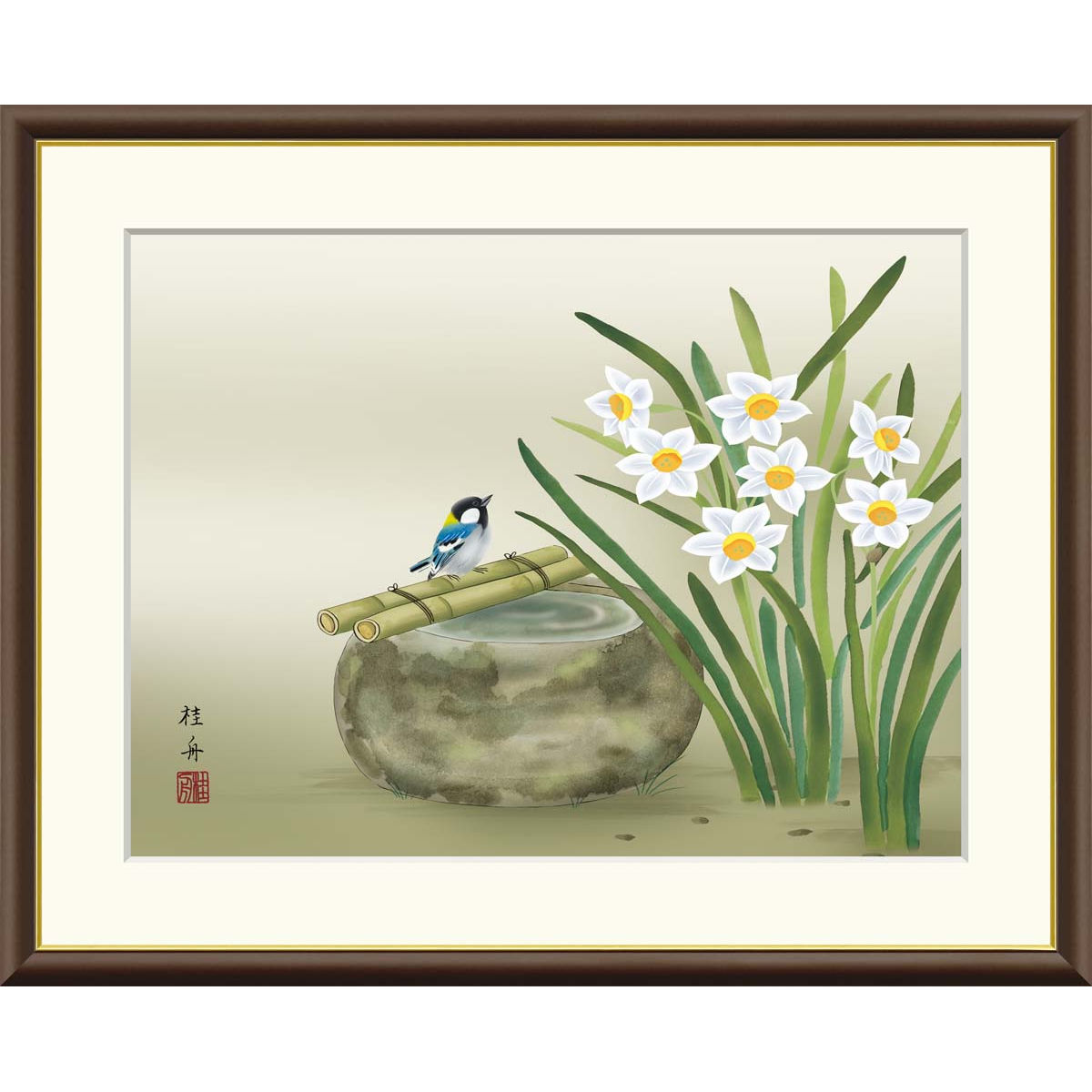 楽天市場】絵画 現代日本画 花鳥画 秋飾り 秋草に鶉 近藤玄洋 額