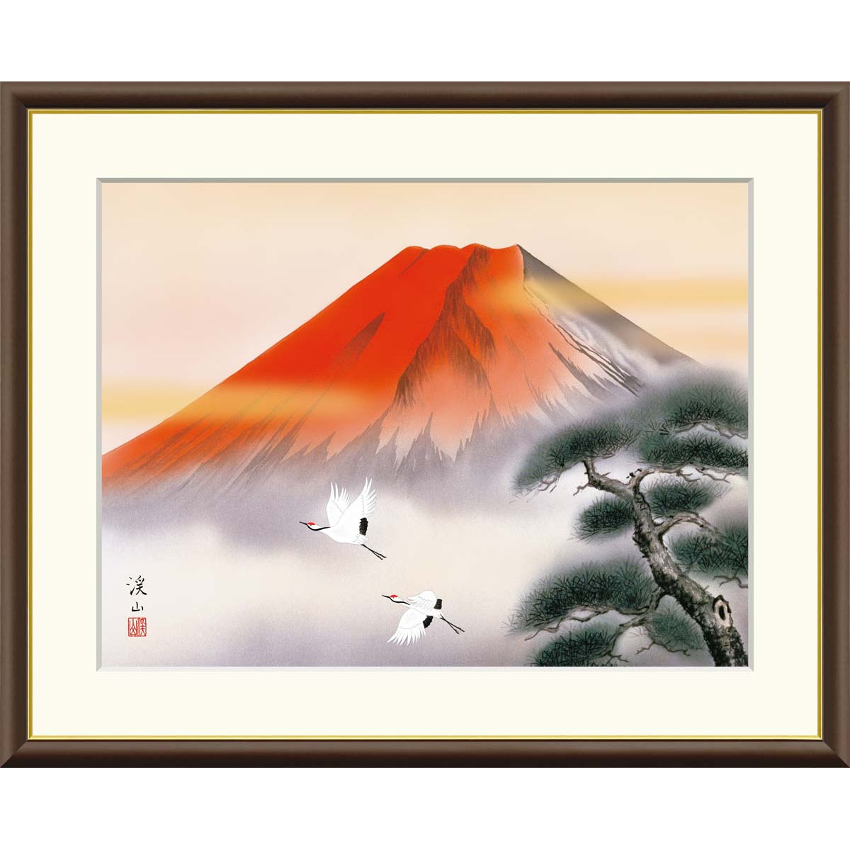 楽天市場】送料無料 五彩の富士山 赤富士 特大 池田 満寿夫