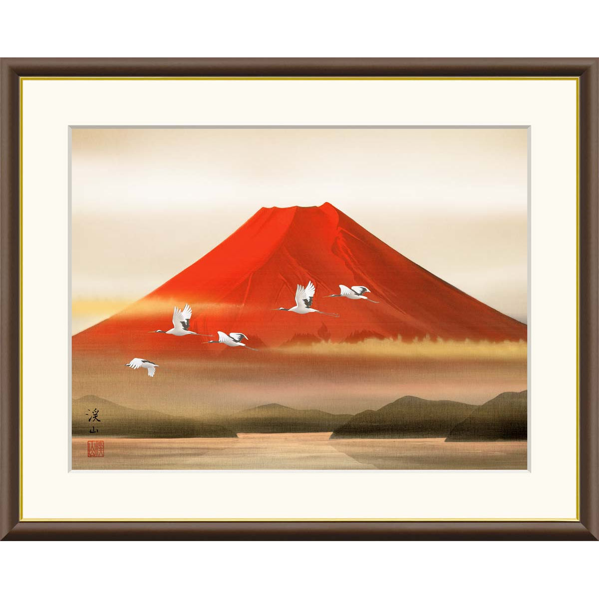 楽天市場】『 黎明 赤富士 』 彫金工芸 富士山 絵画 額装 彫金
