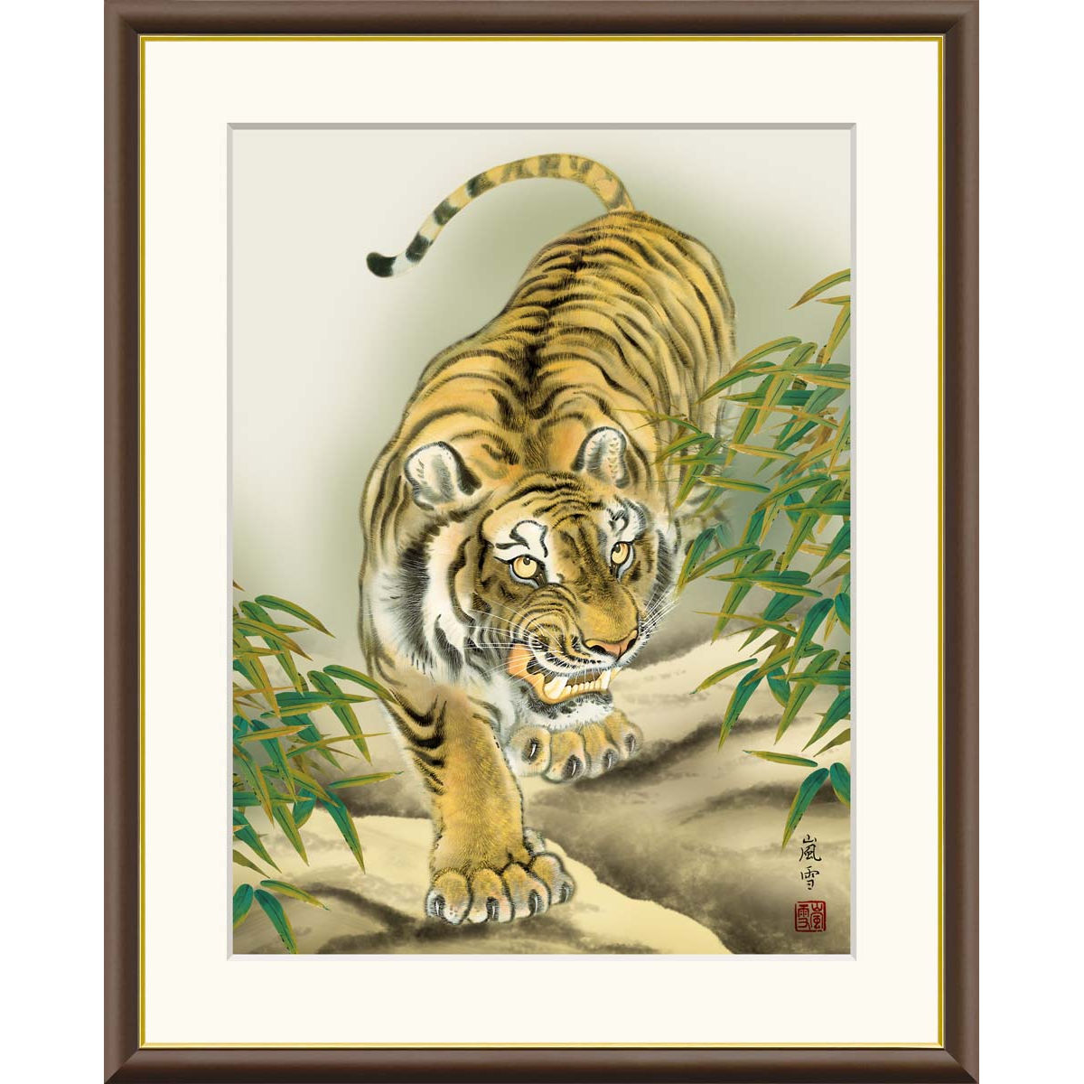 松本鐵之(松本鉄之)作  猛虎 10号 日本画 額付き 絵画 虎 寅年 楽天市場】絵画 現代日本画 縁起画 猛虎 有馬荘園 額入り