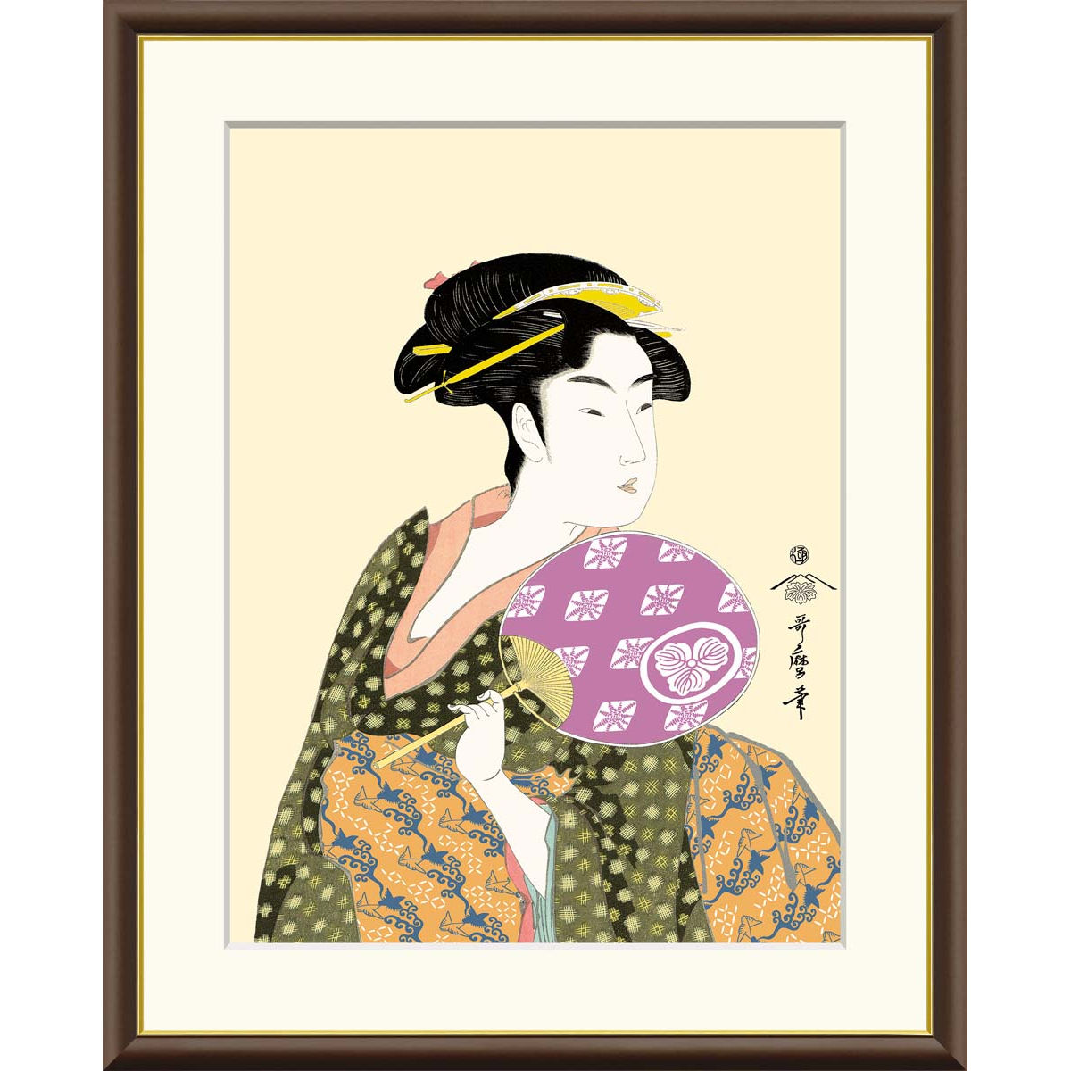 楽天市場】額絵 浮世絵 美人画 【団扇を持つおひさ】 喜多川歌麿
