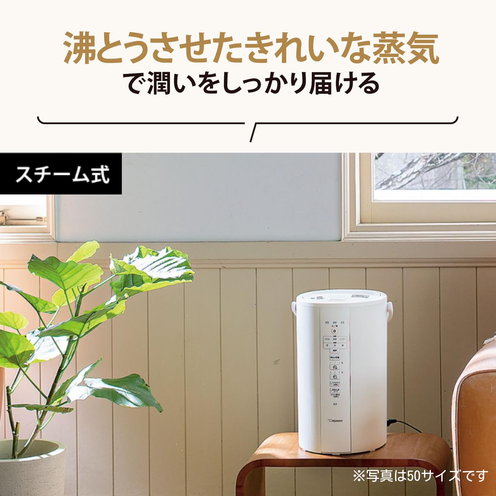 即納・送料無料】 象印 スチーム式 加湿器 EE-DC50-HA（グレー） 4.0L