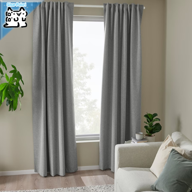 【 IKEA - イケア -】ROSENMANDEL -ローセンマンデル- 遮光カーテン1組 グレー 135x250 cm (405.362.45)