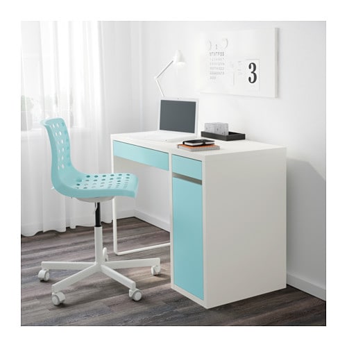Polori Micke Desk White Light Turquoise 105x50 Cm Rakuten