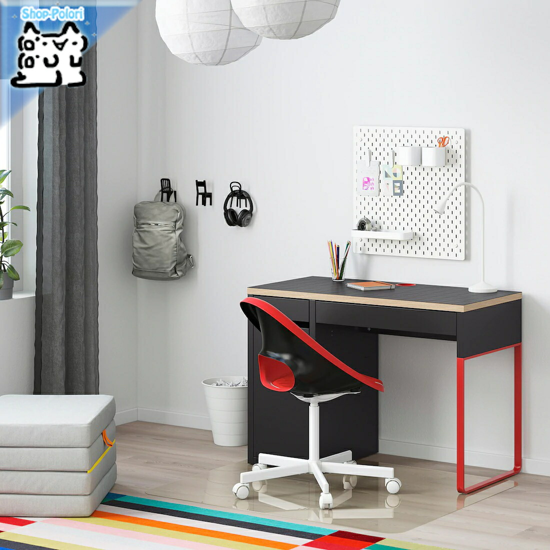 IKEAデスク　ミッケ　黒x白 60489851_0.jpg
