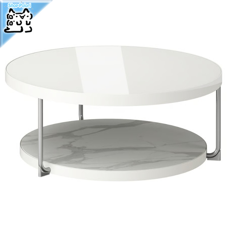 【 IKEA - イケア -】FROTORP -フロートルプ- コーヒーテーブル ホワイト クロムメッキ/ホワイト ガラス 88 cm (906.220.90)