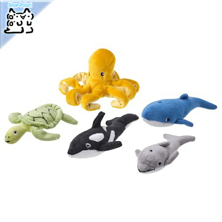 フィジェットトイ 5点セット BLÅVINGAD ブローヴィンガード ぬいぐるみ5点セット, 海の動物