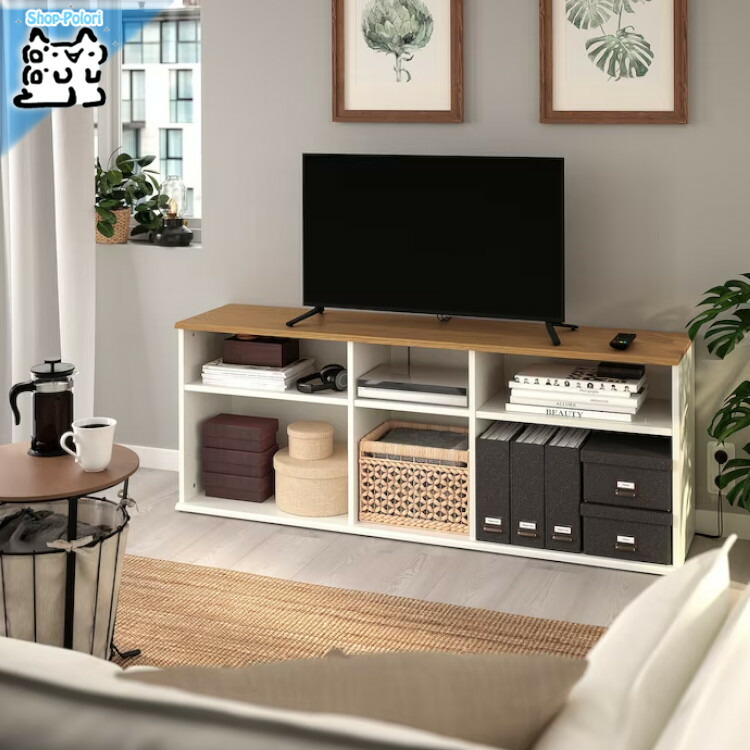 IKEA BYÅS テレビ台 ホワイト 160cm BYÅS ビーオース テレビ台, ハイグロス ホワイト, 160x42x46 cm