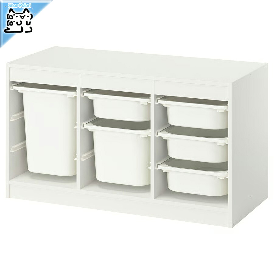 【 IKEA - イケア -】TROFAST - トロファスト - 収納コンビネーション BOX付き 組み合わせ収納 オープン収納 棚 / ホワイト / ホワイト 99x44x56 cm (296.067.15)