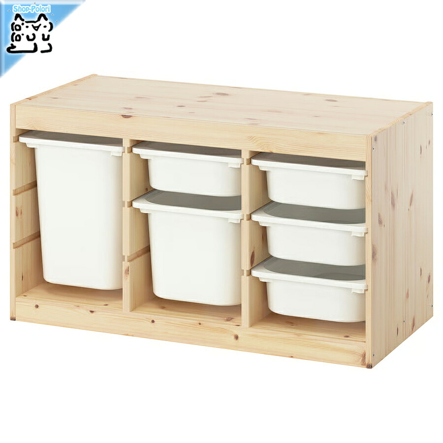 【 IKEA - イケア -】TROFAST - トロファスト - 納めるズボン下 BOX付き添い人 組みあわせ納める  公公然たる納める 棚 / パイン材 / 白いこと 93x44x53 珊 (496.067.24)