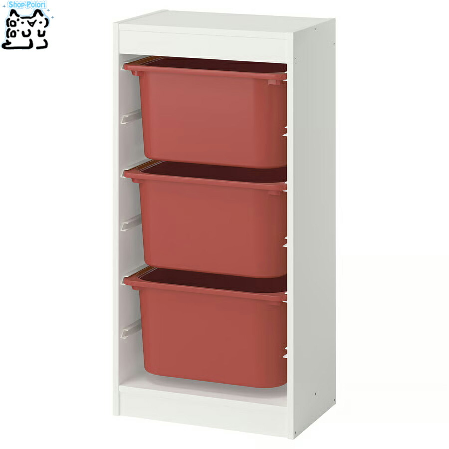 【 IKEA - イケア -】ikea 洋服箪笥 TROFAST -トロファスト- 納めるズボン下 BOX付き添い人 組みあわせ納める 公公然たる納める 棚 白いこと / 赤いことBOX 46x30x95 珊 (595.848.73)