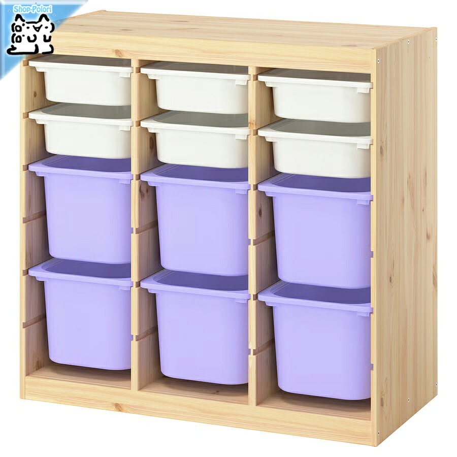 【 IKEA - イケア -】TROFAST - トロファスト - 収納コンビネーション BOX付き 組み合わせ収納 オープン収納 棚 / ステインパイン / マルチカラー 93x44x91 cm (596.127.10)