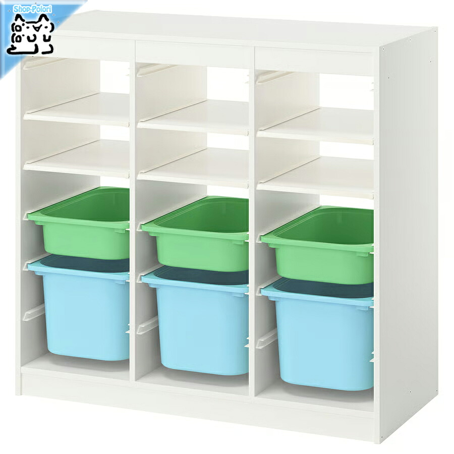 【 IKEA - イケア -】TROFAST - トロファスト - 納めるズボン下 BOX付き添い人 組みあわせ納める  公公然たる納める 棚 / 白いこと / マルチ色つやBOX \u0026 棚板 99x44x95 珊 (996.131.09)
