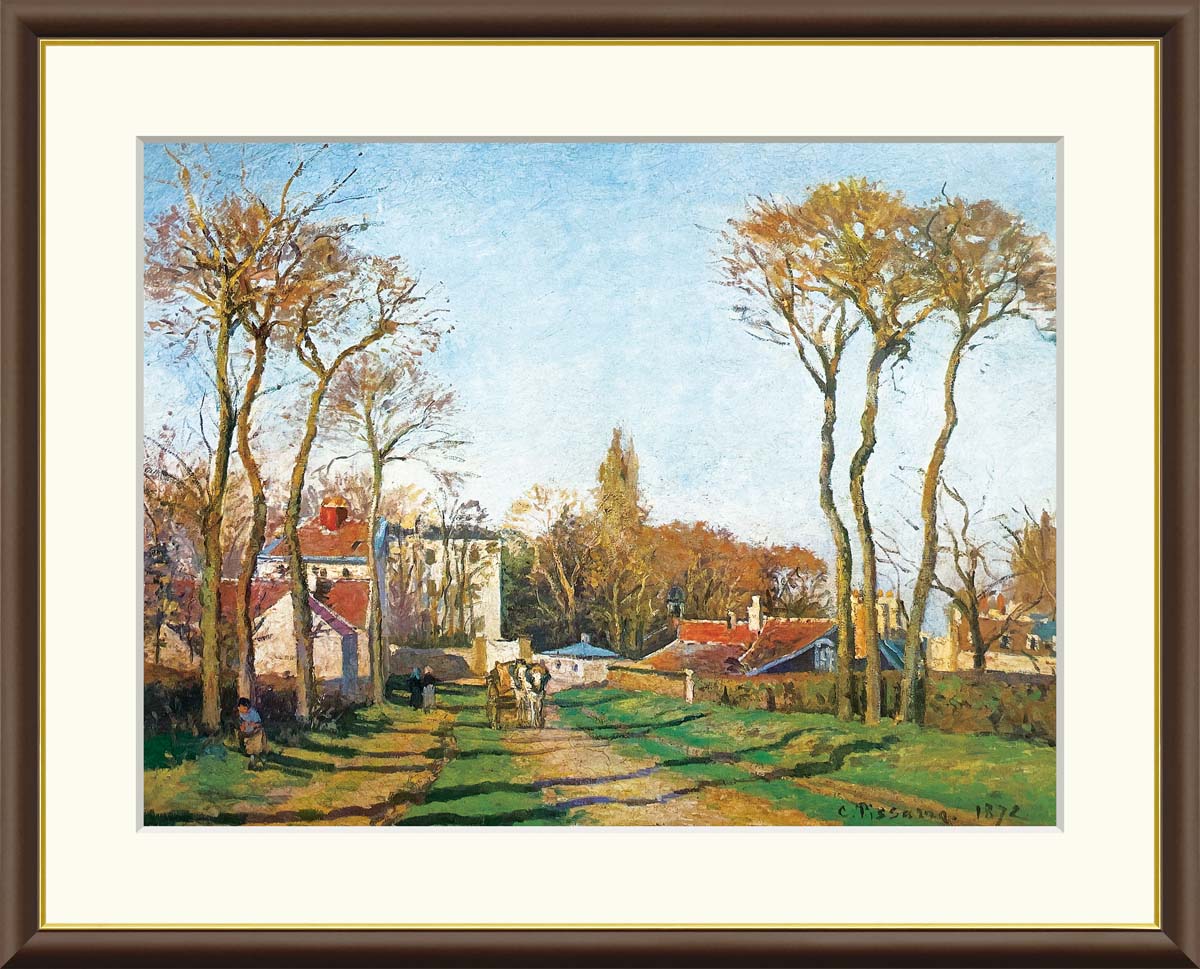 【西洋画･複製画】村の入口 カミーユ・ピサロ 42×34cm F4サイズ 樹脂製フレーム