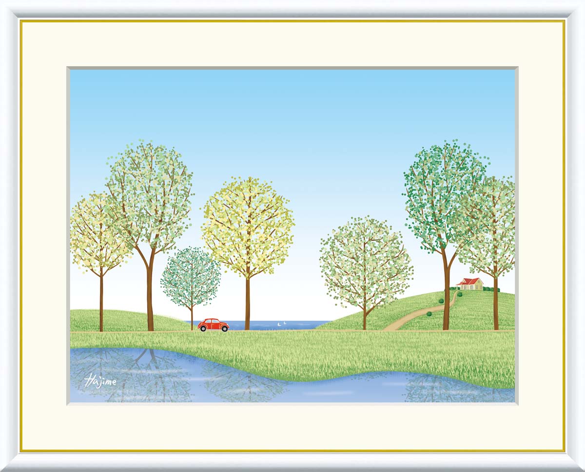 【インテリアアート・複製画】並木道 喜多一 42×34cm F4サイズ 樹脂製フレーム