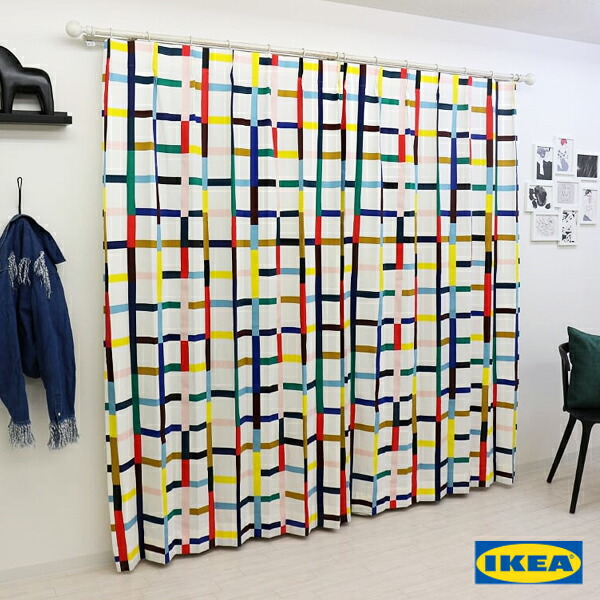 北欧カーテン イケアカーテン 幾何学模様 丈0cmまで おしゃれ オーダーカーテン Ikea オシャレ リビング 幅0cmまで スィグルン デザイナーズ モダン オーダーサイズで窓ピッタリ カーテン Sigrunn カーテンカーテン 幾何学模様 カラフル 子供部屋 イケア