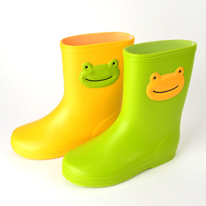 ポプキンズ かえるレインブーツ 13cm 14cm 15cm 16cm 17cm ５サイズ展開 グリーン イエロー２色展開 長靴 カエルのアップリケ  品揃え豊富で POMPKINS in Made 雨具 子供 JAPAN キッズレインブーツ 雨靴