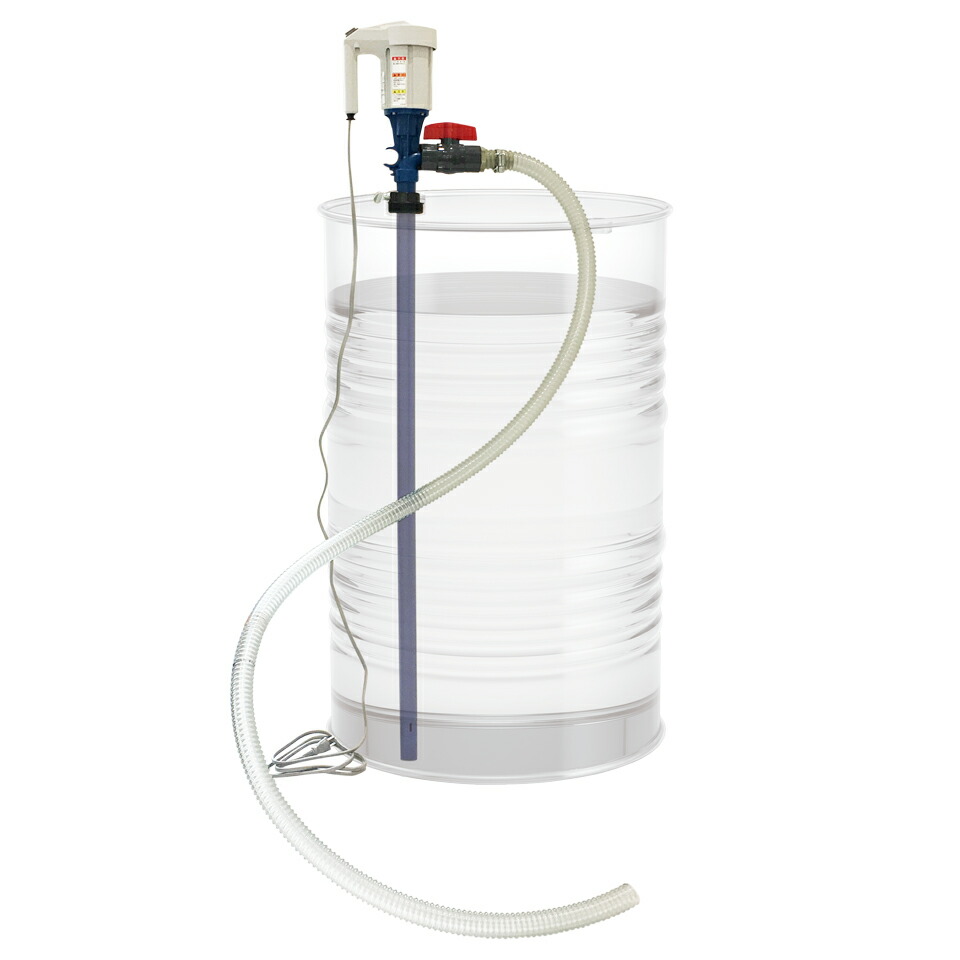 【2026年09月10日までポイント10倍】CHD-20PPV ドラム缶用 電動 ケミカルドラムポンプ 薬品 溶剤用 樹脂製 ボールバルブ PVCホース2m CHD20PPV|ぽんぷやさん