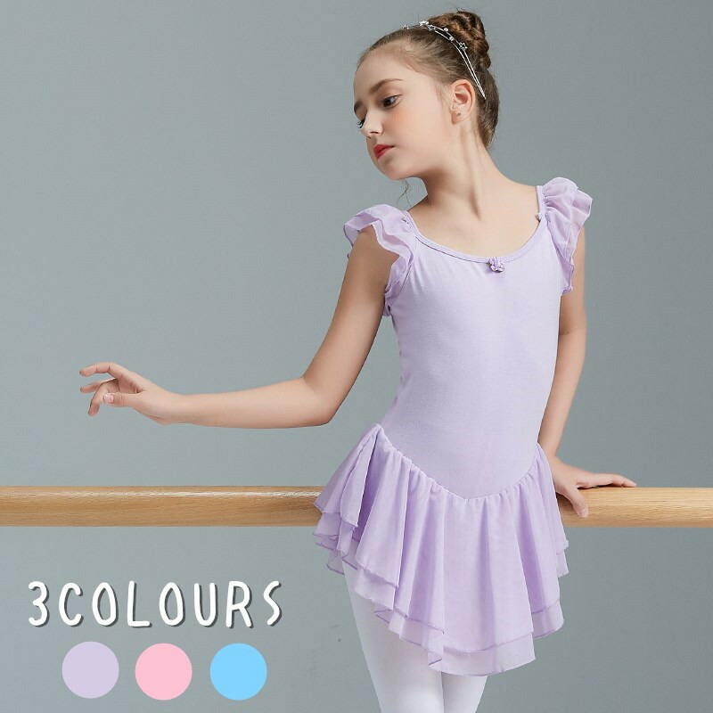 バレエレオタード キッズ用 子供用レオタード 長袖 半袖 練習服 ステージ衣装 ダンスワンピース 女の子用 体操 レッスン着 ジュニアサイズ画像