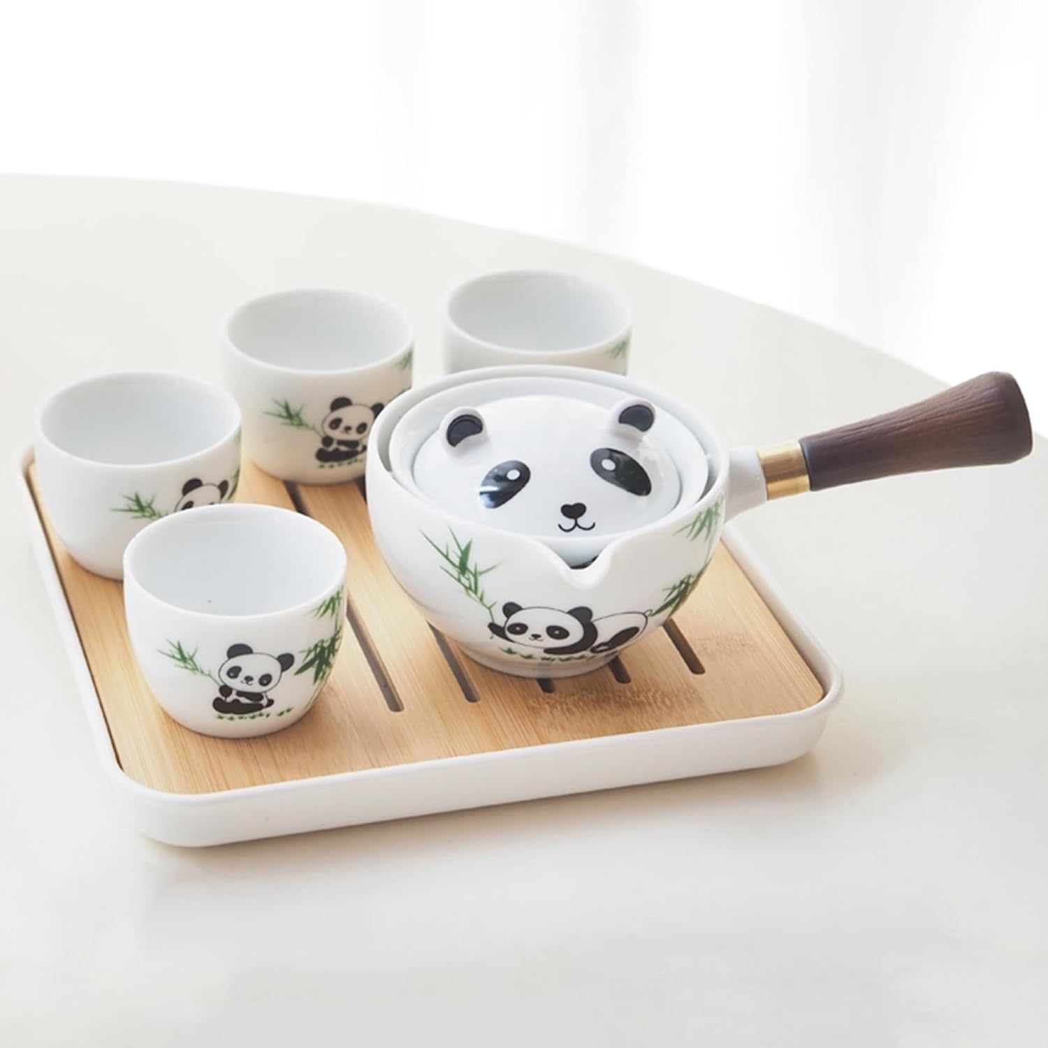 ティーセット ティーポット×1 水呑み×4 お盆×1 陶芸 養護ホーム ティーポット プシンプル 茶器 陶磁茶具書き割り 事務室 旅人宿 身寄り用 差し上げ物 差し上げ物 石器 レトロ 珈琲書き割り