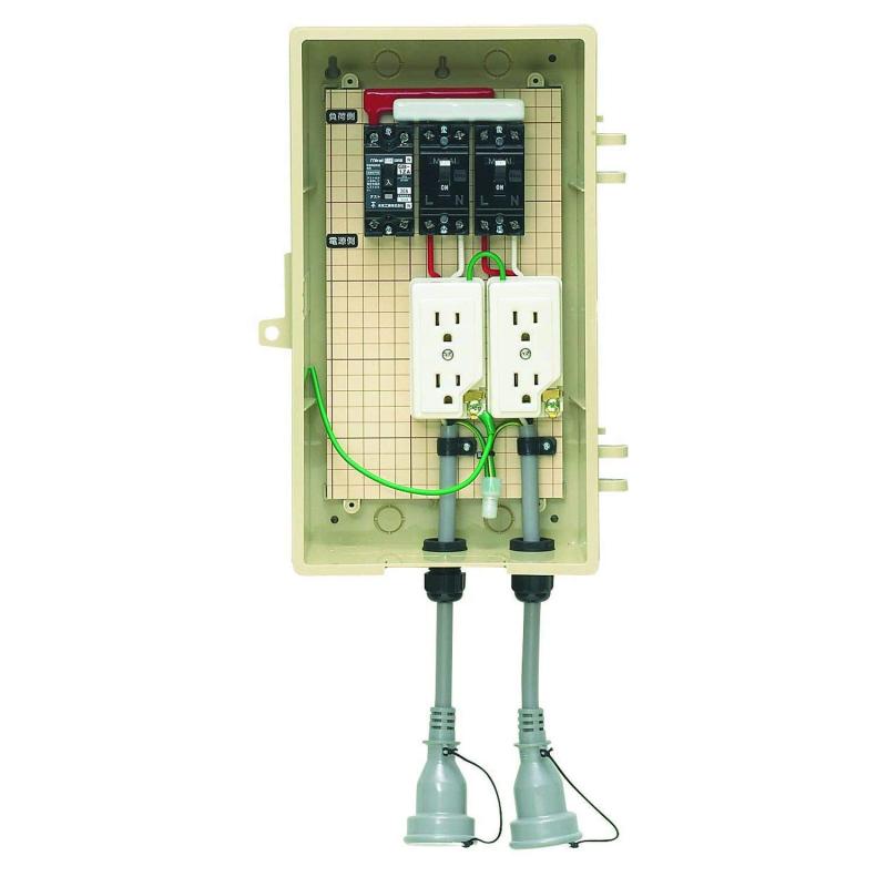未来工業 屋外電力用仮設ボックス 漏電しゃ断器・分岐ブレーカ・コンセント内蔵 30mA 1個価格 3A-22CB