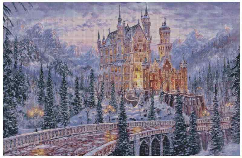 Bridge in Winter, 100% cotton, super big Advanced counted cross stitch kits,経験豊富な人のために,18目,500x326 目 70x46 cm クロスステッチ