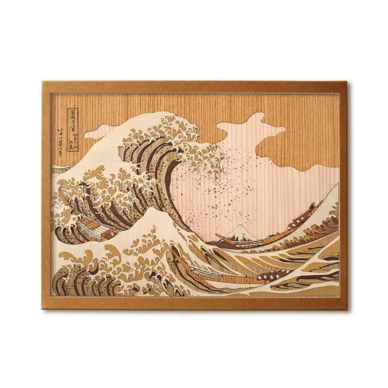 KINOWA 「神奈川沖浪裏」 木はり絵 オリジナル 手作り キット 浮世絵 北斎 富嶽三十六景 日本製