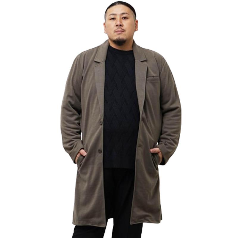 [サムディフ] 大きいサイズ スウェットチェスターコート メンズ BIG コート チェスターコート アウター 5L 4L 3L ロング丈 ロングコート スウェット