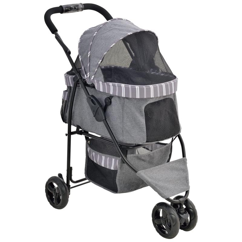 ジェックス わんわん手押し車 かっこ良いハンデ Safty 縞模様薄墨色 49×81.5×95糎 3輪 耐荷重12kg 小回り能力のある