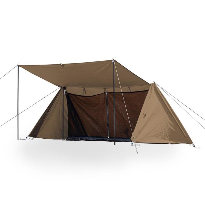 Campers Collection [キャンパーズコレクション 山善] 軍幕 テント ソロ用 1～2人 キャンプ アウトドア 火の粉に強い オールシーズン 簡単設営 インナーテント・フライポール付属 TC素材 ブラウン