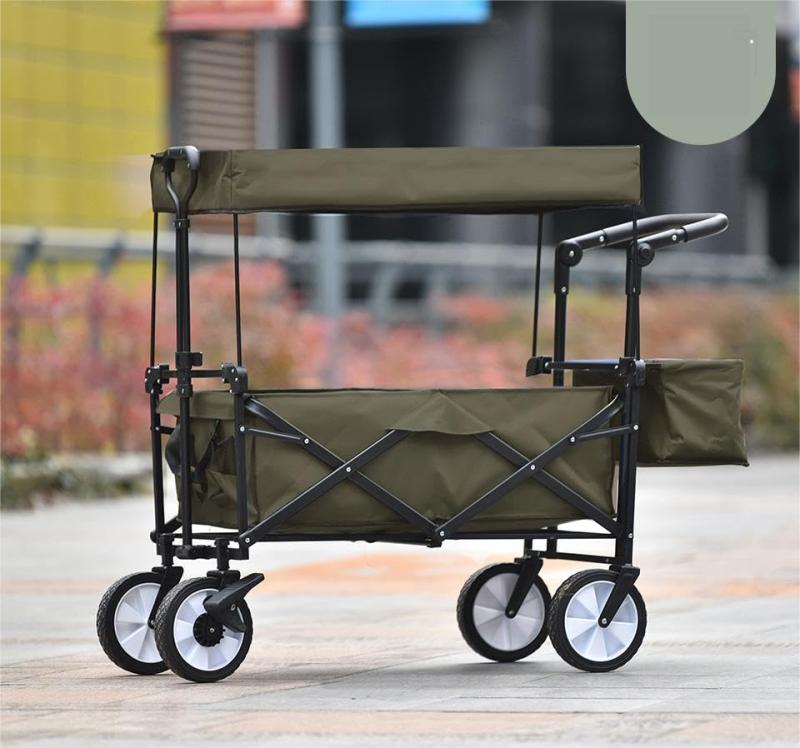 BTM キャリーワゴン 屋根付き 長物対応 折りたたみ 耐荷重100kg 軽量 頑丈 持ち運び便利 キャリーカート 台車 アウトドア キャンプ用品 買い物