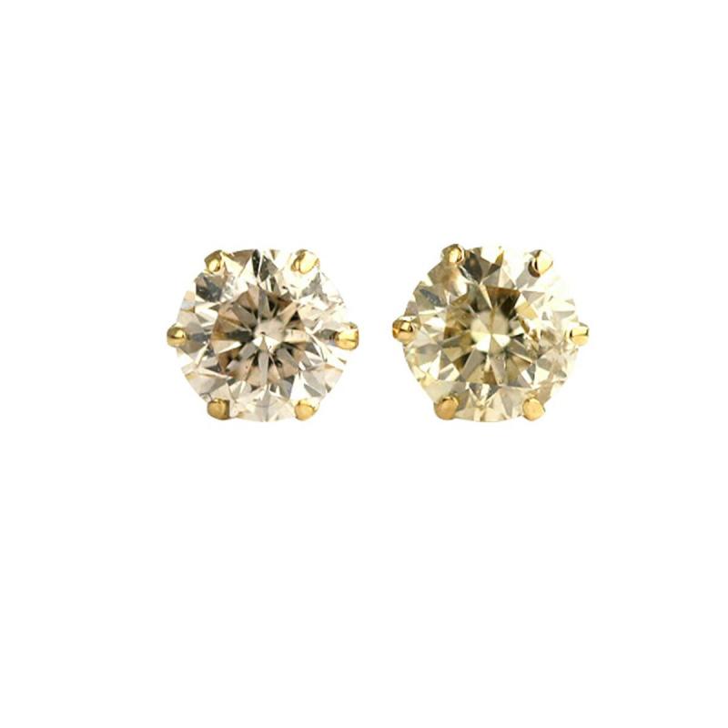 [金剛石世界] レディース 宝飾品 金剛石ピアス 0.40コンピュータ断層撮影法 Light Brown色つや VS～SI社会階級 Good引き上げる 6本爪印字機