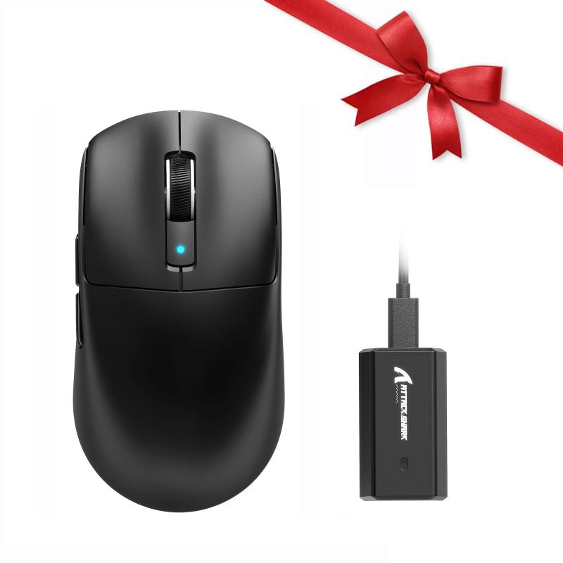 ATTACK SHARK R6 ゲーミングマウス 超軽量 40±3g 3モード接続 Bluetooth/有線/2.4G 8000Hz PAW3950MAXセンサー Nordic52840チップ 人間工学に基づいた8Kレシーバー搭載 日本語マニュアル付き