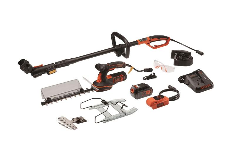 ブラックアンドデッカー(BLACK+DECKER) 5in1 ポールヘッジ 芝生バリカン ガーデニングツール ガーデン 農業 園芸用機器 芝生 庭木 高枝 雑草 18V 4.0Ah バッテリー付き GPSH1840 黒