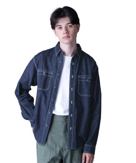 [アヴィレックス] ベーシック LIGHT DENIM L/S SHIRT/第一義的 ともし火 ジーンズ 長袖 プルオーバー メンズ
