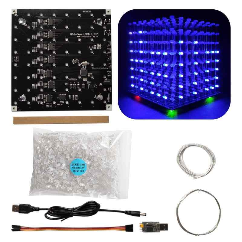 iCubeSmart 3D Led キューブ,DIY 電子 キット, Led cube はんだ付け 練習キット,led キット 練習 エレキット 工作キット,電子こうさく キット