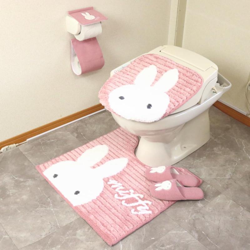 ミッフィー トイレマット 4点 セット ピンク トイレマット 58×60cm 兼用フタカバー スリッパ ペーパーホルダーカバー トイレタリー ４点セット センコー プリーマ ミッフィー トイレカバーセ