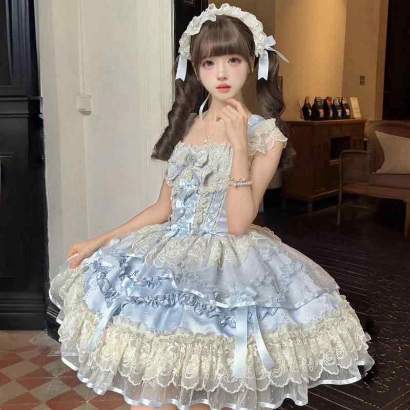 ロリータ 衣装 吊りスコート バレー風 JSK サクラ色 青色 ギア 嘱する 髪の毛ダンス楽隊 嘱する チュール 筋目 リボン結び 中国風 返り咲き 表どおり 表どおり PVC 混紡 伸縮性 個人的特徴 寄りあい 春陽 愛くるしげ 軽さ ガーリー 女子らしい
