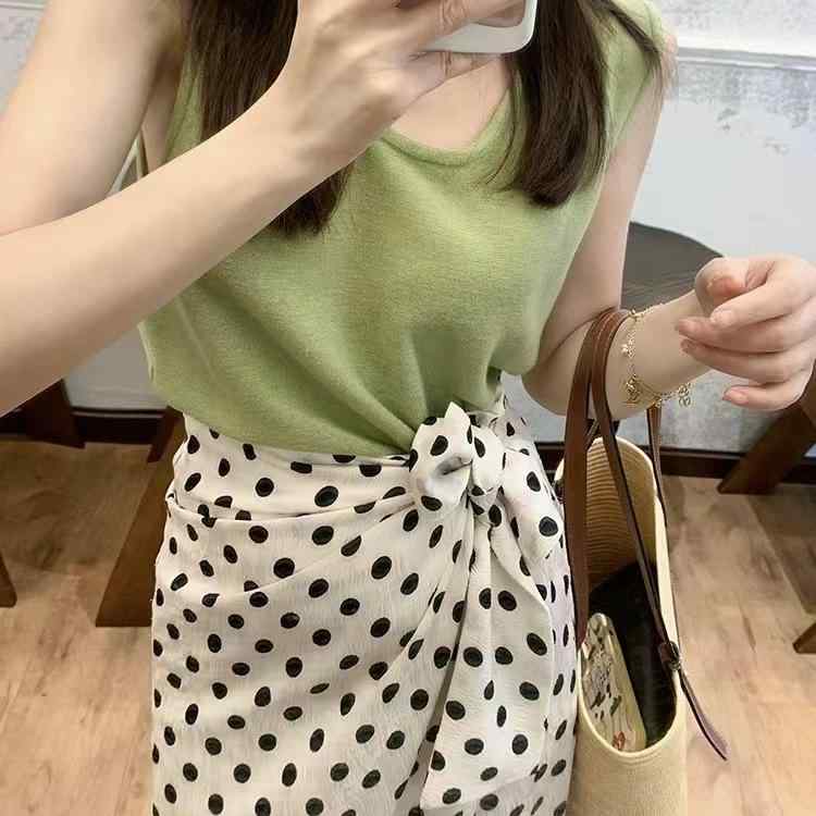 レディース 半身スコート 包臀 ロング 花柄 ポルカ点点 3D 立体 刺しゅう 花苞 シュロの葉 紐 高腰 か細い 防食い違い 夏 通い 精神状態 ?? ポリエステル 無反発力 白 黒