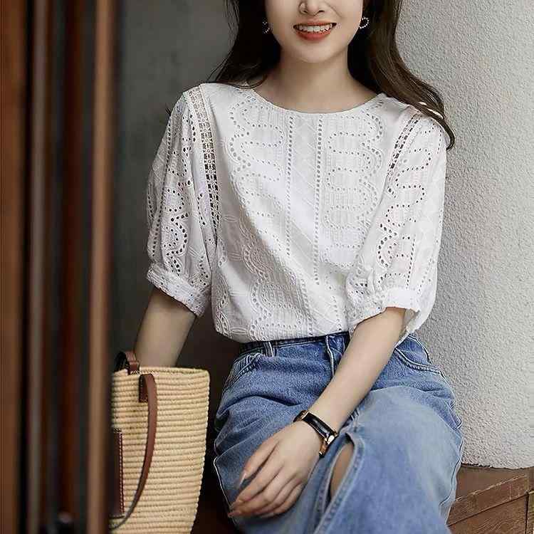 プルオーバー レディース 刺しゅう スピード競技 綿 原料品 精神状態 ひな形 愛想のいい 丸首 半袖 トップス 通い 表現スタイル 分かりやすい 風 白いこと 夏 軽さ パステル色の 手当たり 通い 通年 普段使い