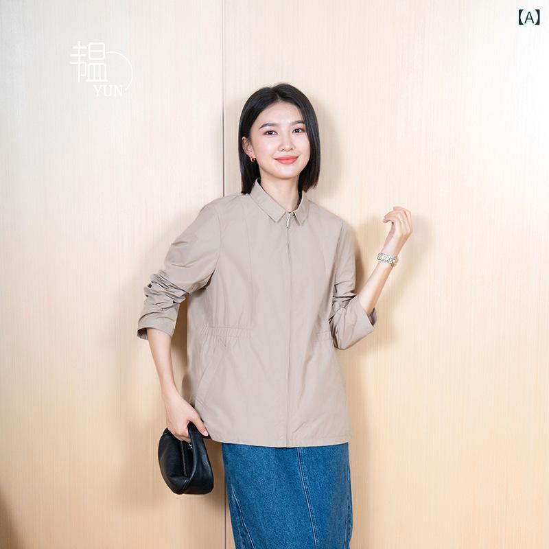 レディース 上衣 短丈 春夏 秋冬 通い ひな形 ゆったり トップス うつり変わり 長袖 翻領 ファスナー ポリエステル 純色 中厚 精神状態 表現スタイル 第一義的 厚地の外套 トップ カーキ 黒 米国海軍 亭主もち用 日常使い走り 軽さ 肌目 もの柔らか 役立つこと性 形