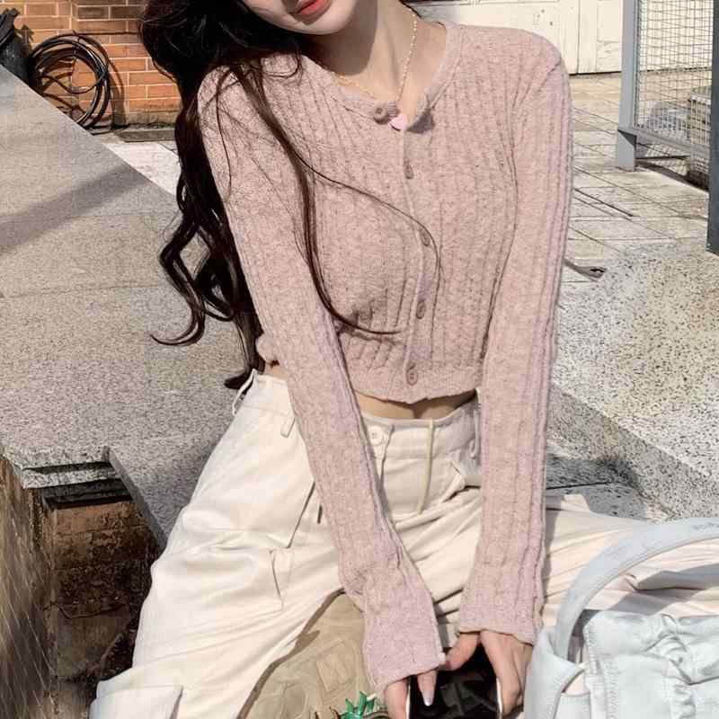編み物 ジレー レディース 秋 珍珠粉 海草緑 綿織物 80% 修身型 長袖 丸首 うつり変わり 単排名取り草 精神状態 通い風 短丈 50珊 65珊 不規則さ ?空 編み物 風合い 染めつける 開き前 平平凡凡たる丈