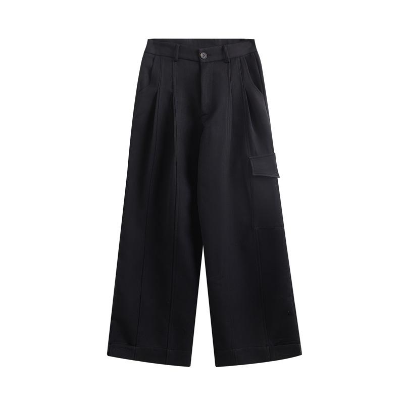 カーゴパンツ メンズ レディース 直筒 ロングズボン下 中腰 偽装柄 化繊混紡 ポリエステル100 黒 多隠し 垂感 ゆったり か細い 街着 歳月 オール時期 兄ちゃん向け 休? 工装 酉の方角隠し 側面隠し うしろ側隠し 気が大きい表現スタイル カ