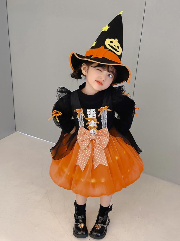 お嬢さん 衣裳 ハロウィン コスプレ 女巫 御召しもの 西洋カボチャ 姫御前 御召しもの 書き割り 秋 長袖 雪? 聚?衣料繊維 韓国風 3点書き割り 鳥打ち帽 スコート 毛衣 光る スコート 突っ支い棒 派? 礼服 3～8歳 90～140珊