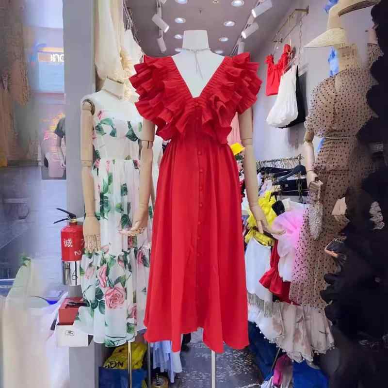 Vのど首 ギャザー ティアードワンピース レディース 膝下丈 A伝達ルート 酉の方角見澄ます 女子らしい 雅びやか 通い 通学 普段使い走り ポリエステル 無地 春夏 黒いこと 白いこと 赤いこと 黒いこと 白いこと 赤いこと 黒いこと 白いこと 赤いこと M L V
